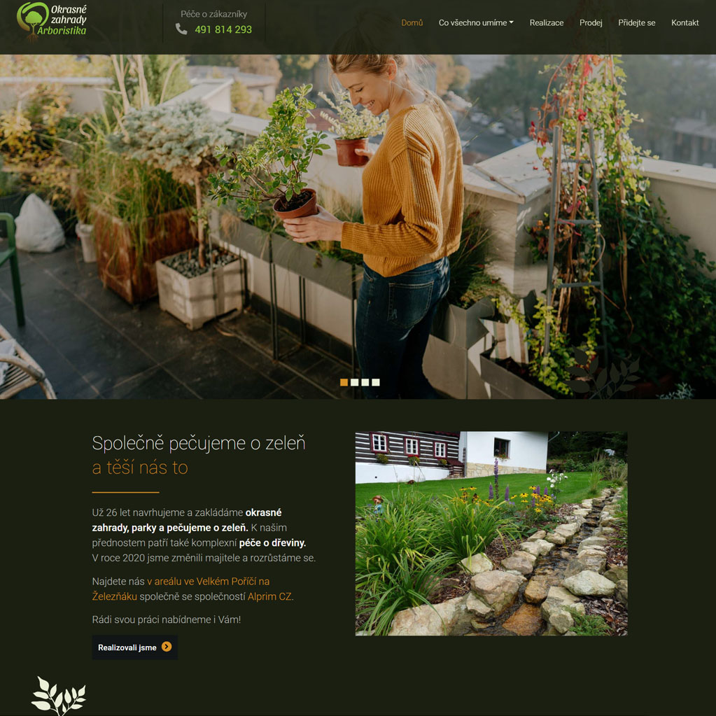 Tvorba webu pro firmu Okrasné zahrady arboristika Velké Poříčí