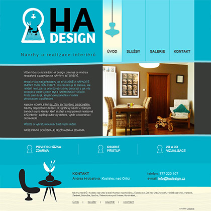 Tvorba internetových stránek pro bytovou designerku
